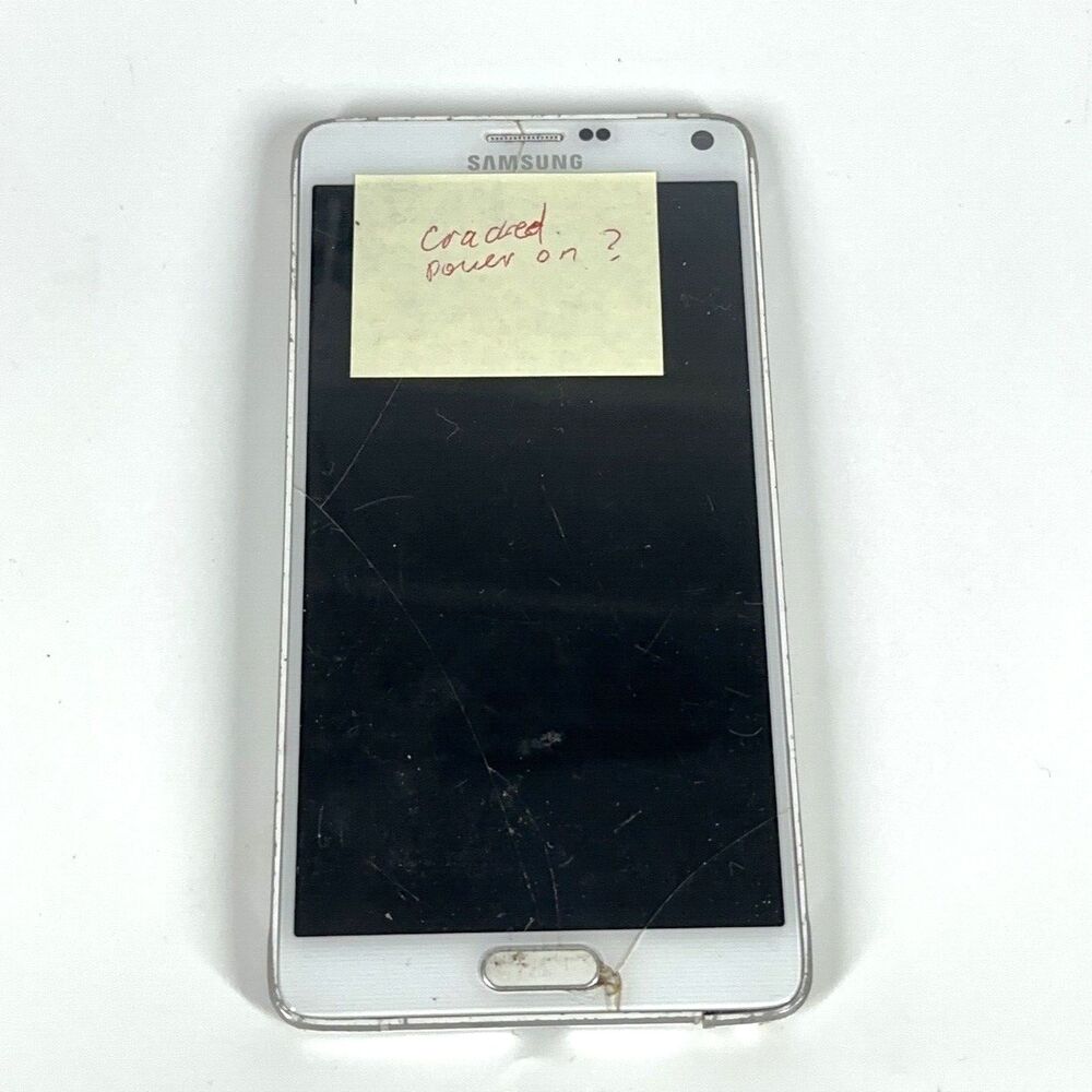 Samsung Galaxy Note 4 (SM-N910) 32gb White  - Bad Screen - POWERS ON - FOR PARTS